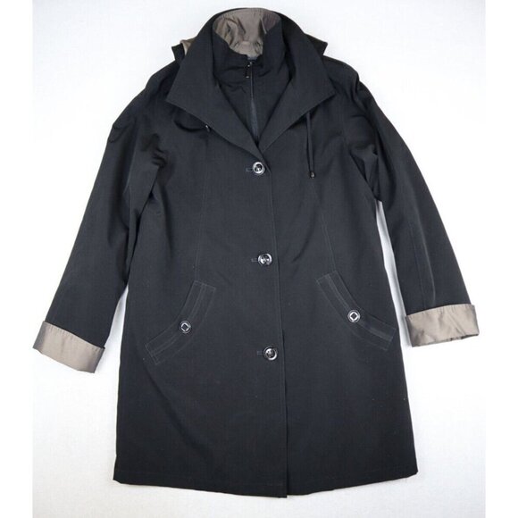 GALLERY - WOMEN'S BLACK HOODED JACKET WITH REMOVABLE LINER - SIZE S - Picture 2 of 11